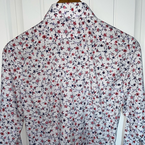 Express Extra-Slim fit dress shirt; Small; White w/ Floral pattern - Picture 5 of 7